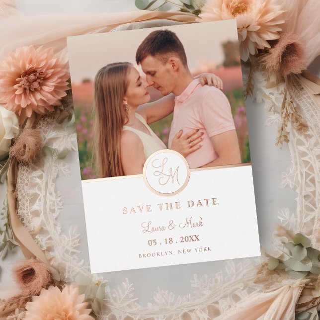 Minimalist Initials Fancy Rose Gold Photo Wedding (Creator Uploaded)