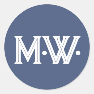 Minimalist Initials Navy Blue Classic Round Sticker