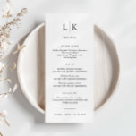 Minimalist Initials Simple Wedding Menu Card<br><div class="desc">Designed to coordinate with our Minimalist All In One Collection, this customizable matching wedding menu card features a clean and simple layout, with classic font. For more advanced customization of this design, e.g. changing layout, font or text size please click the "CUSTOMIZE" button above. Please contact me for any questions!...</div>