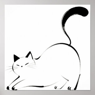 Minimalist Ink Cat One Line Art Poster