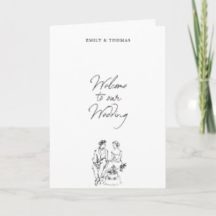 Minimalist Ink Hand Drawn Illustration Wedding  Program