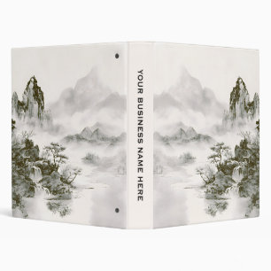 Minimalist Ink Misty Zen Mountain Landscape Binder