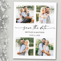 Minimalist Ink Pen Script 4 Photos Save The Date