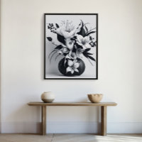 Minimalist Ink Roses Vase Stylish Drawing Modern
