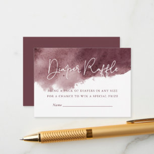 Minimalist Ink Wash Baby Shower Diaper Raffle Card