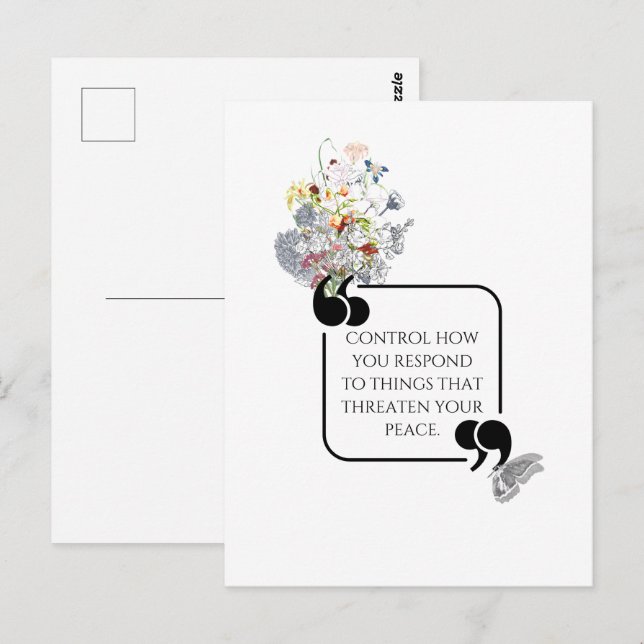Minimalist Inner PEACE Illustrated quote Postcard (Front/Back)
