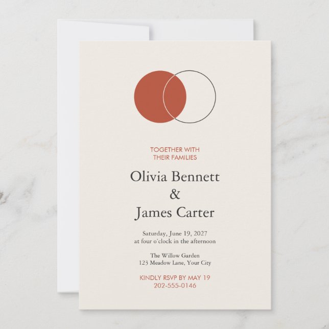 Minimalist Interlinked Circles Wedding Invitation (Front)