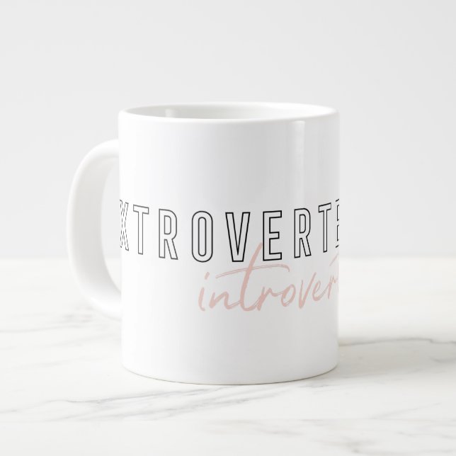 Minimalist Introvert Quote Cute Modern Typography Large Coffee Mug (Front Left)