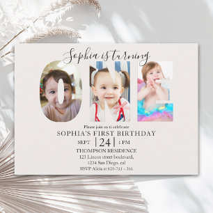 Minimalist invitation "ONE" First Birthday Photo G