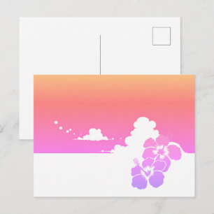 Minimalist Ipanema Beach Hibiscus & Summer Clouds Postcard