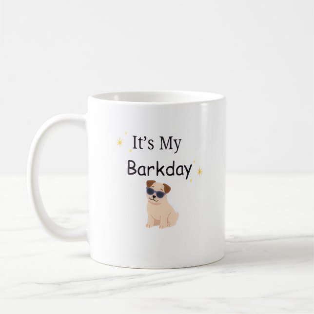 Minimalist It’s My Barkday Dog Mug (Left)