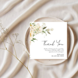 Minimalist Ivory Bliss Wedding Photo Thank You Card