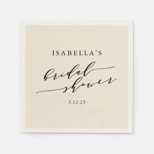 Minimalist Ivory Classic Script Bridal Shower  Napkin