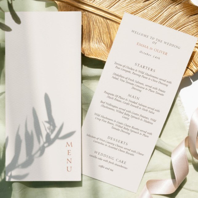 Minimalist Ivory Copper Script  Wedding  Menu (Creator Uploaded)