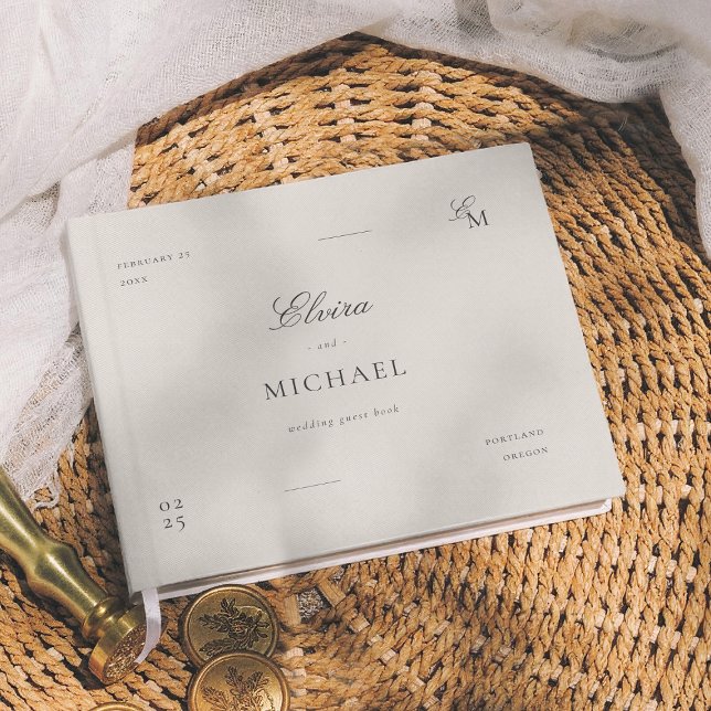 Minimalist Ivory Editorial Wedding Guest Book (Creator Uploaded)