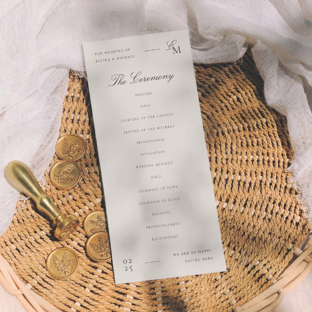 Minimalist Ivory Editorial Wedding Program (Creator Uploaded)