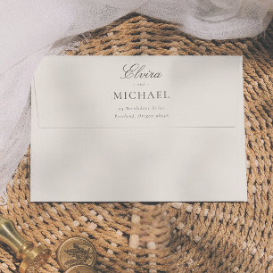 Minimalist Ivory Editorial Wedding Return Address Envelope