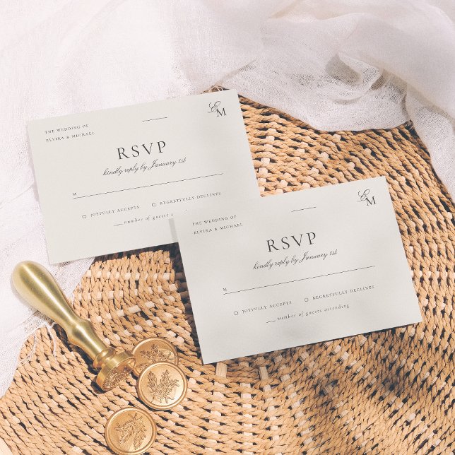 Minimalist Ivory Editorial Wedding RSVP Card (Creator Uploaded)
