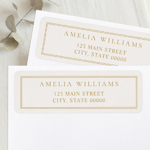 Minimalist Ivory Gold Two Border Return Address