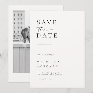 Minimalist Ivory Photo Wedding Save the date Invitation