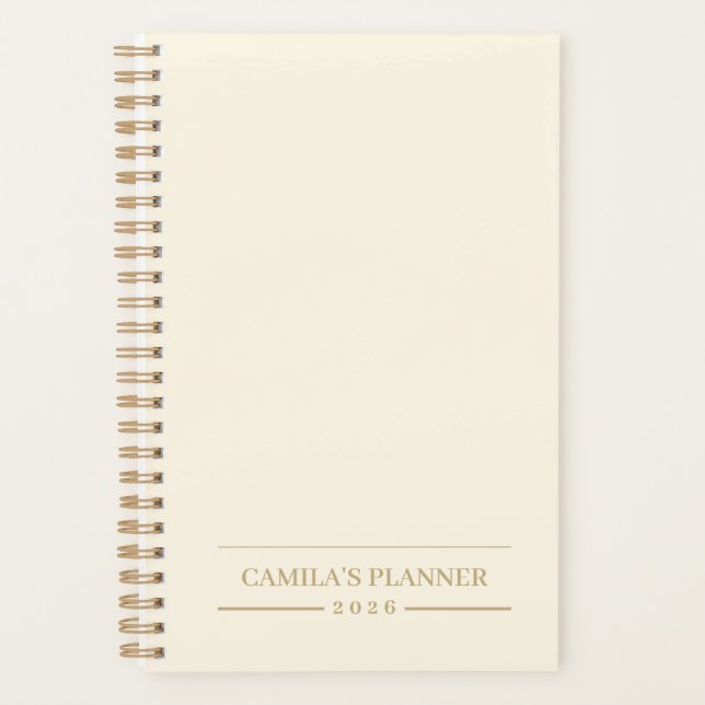 Minimalist Ivory Planner | Personalized Notebook (Front)