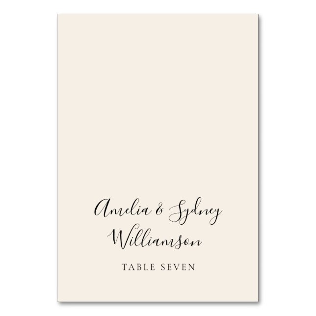 Minimalist Ivory Script Custom Name Place Card (Front)