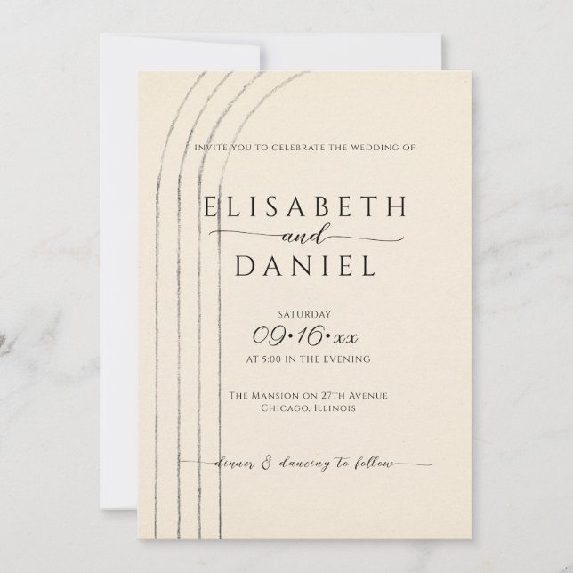 Minimalist ivory Wedding Invitation (Front)