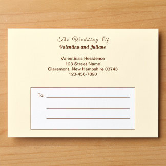 Minimalist Ivory with Brown Text Wedding Envelope