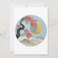 Minimalist Japanese Cherry Blossom Moon Landscape