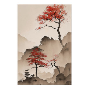 Minimalist Japanese Coastline Poster