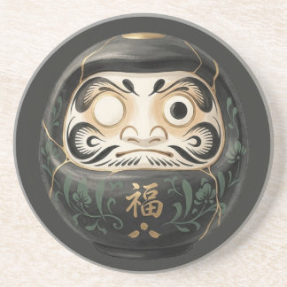 Minimalist Japanese Daruma | Zen Kintsugi Coaster