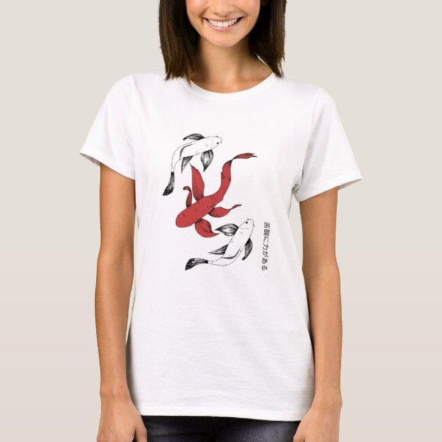 Minimalist Japanese Koi Fish Hand-Drawn Style T-Shirt (Front)