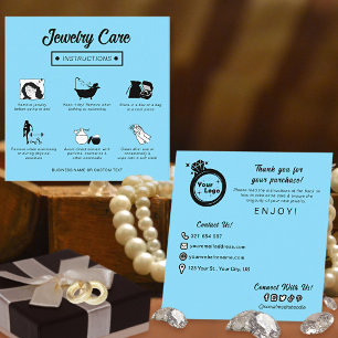 Minimalist Jewellery Care Guide Light Blue Add Log Enclosure Card