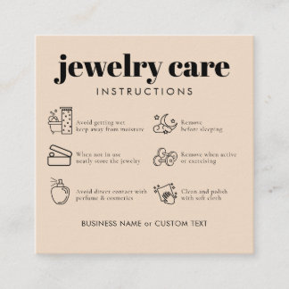 Minimalist Jewellery Care Thank You Business Beige Enclosure Card