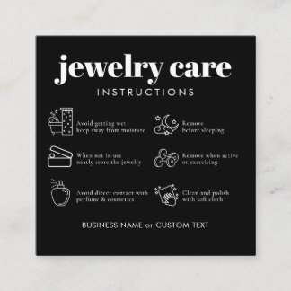 Minimalist Jewellery Care Thank You Business Black Enclosure Card