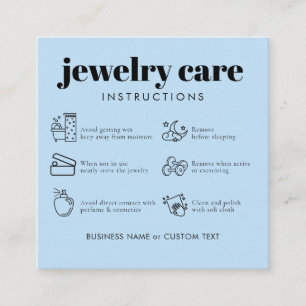 Minimalist Jewellery Care Thank You Business Blue Enclosure Card