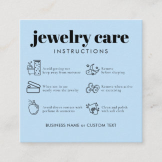 Minimalist Jewellery Care Thank You Business Blue Enclosure Card
