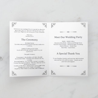 Minimalist Jewish Wedding Program