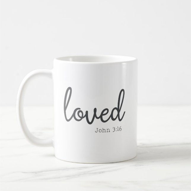 Minimalist John 3:16 loved  Coffee Mug (Left)
