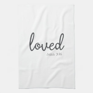 Minimalist John 3:16 loved Kitchen Towel