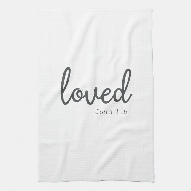 Minimalist John 3:16 loved  Kitchen Towel (Vertical)