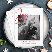 Minimalist Joy Christmas Simple Red Photo