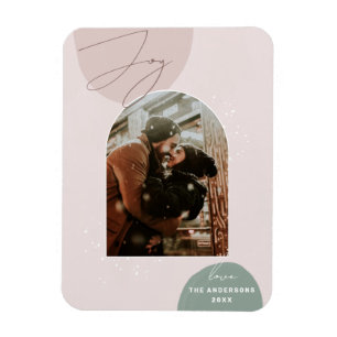 Minimalist Joy Holiday Photo   Modern Christmas Magnet