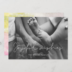 Minimalist Joyful wishes overlay photo card