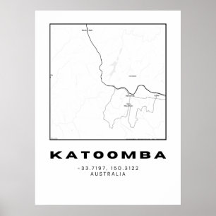 Minimalist Katoomba Map with Coordinates   Poster