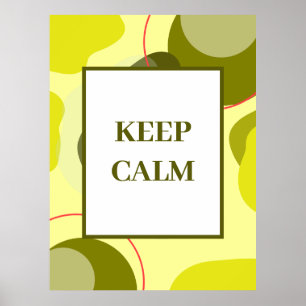Minimalist "Keep Calm" Sage Yellow Abstract Art Poster