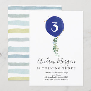 Minimalist Kid's Ballon Birthday for boy Invitation