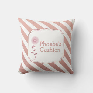 Minimalist Kids Rose Gold Stripes Customisable  Throw Pillow