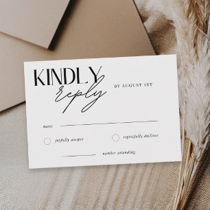 Minimalist Kindly Reply Wedding RSVP Card