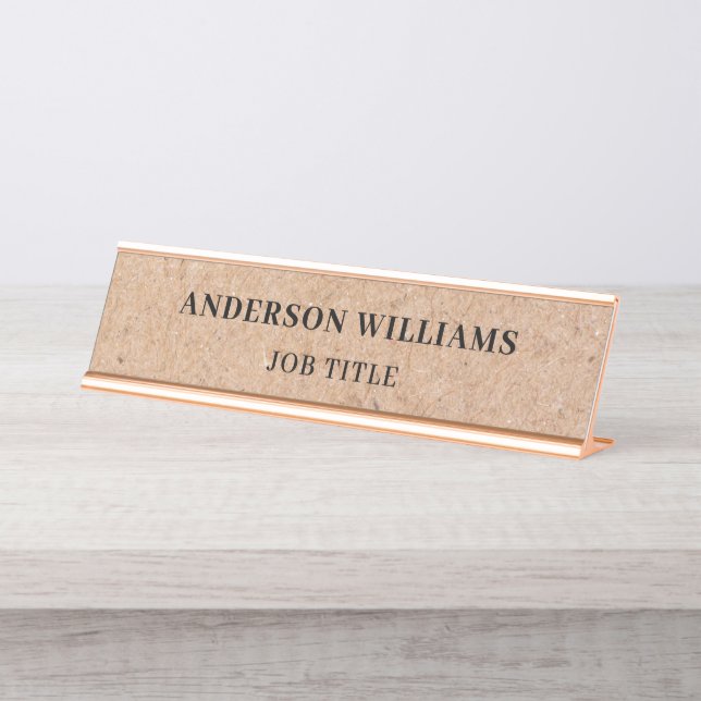 Minimalist Kraft Paper Custom Desk Name Plate (Front)